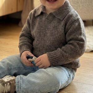 Zara Kids 18-24 Months Soft Brown Collared Sweater Unisex Kid clothes